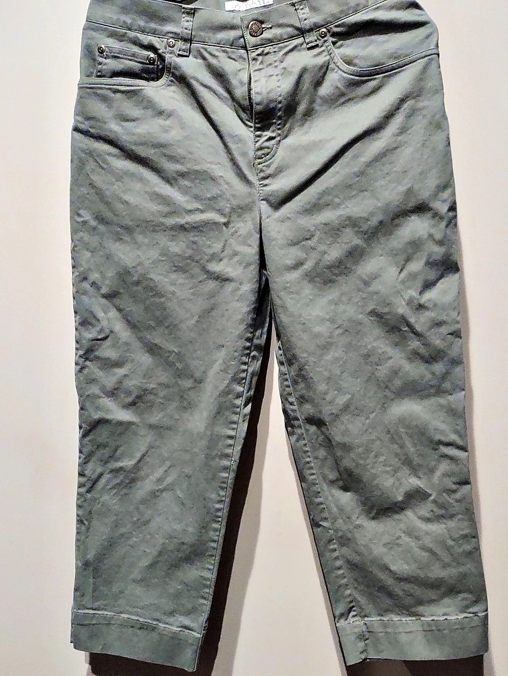 Jones New York Stretch Cropped Pants in Green Size 6